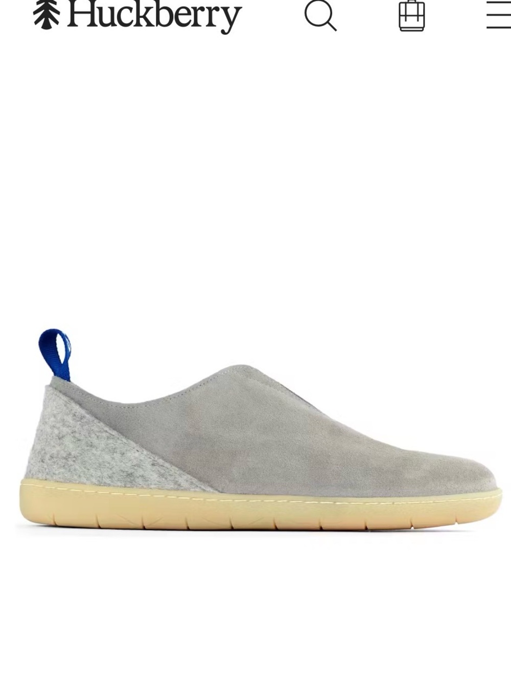 BILL RINGA from Huckberry Light Grey Suede Slip-On with Blue Heel Loop